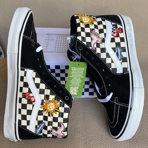 Vans Skate Sk8- Hi Skateistan Popcush  Checkerboard MEN`S - Picture 12 of 16